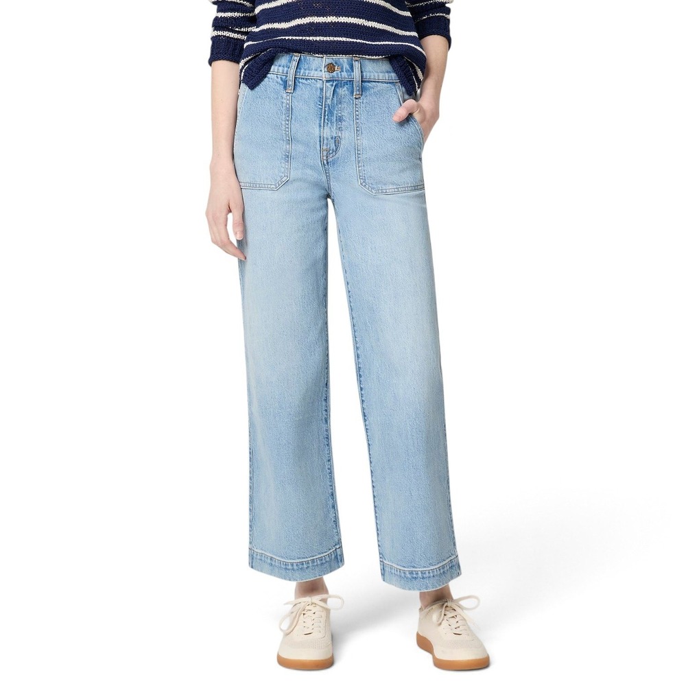 J.Crew Wide-leg Cropped Utility Jean Womens 29 Light Wash Blue Patch Pocket